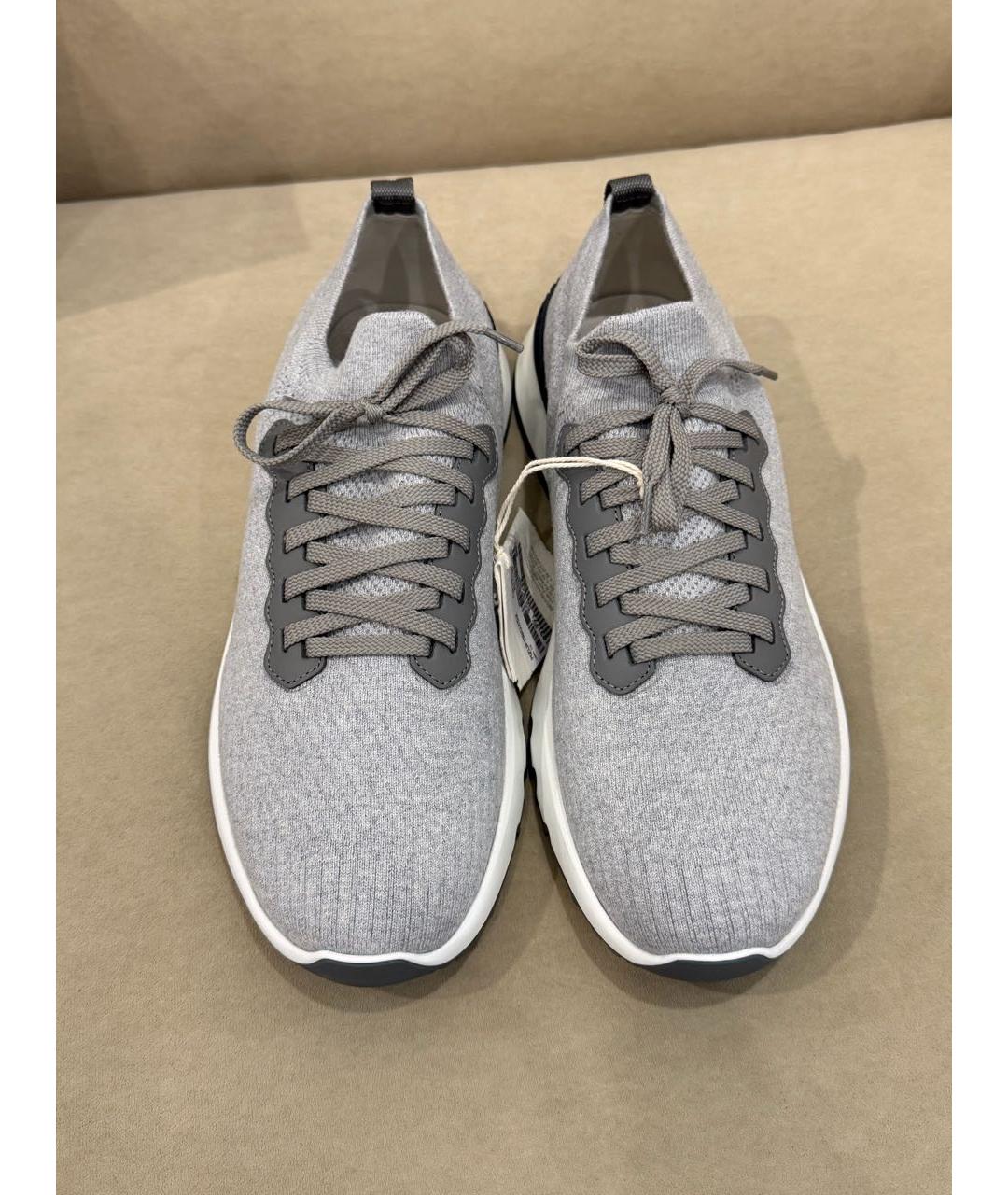 BRUNELLO CUCINELLI Серые текстильные низкие кроссовки / кеды, фото 2