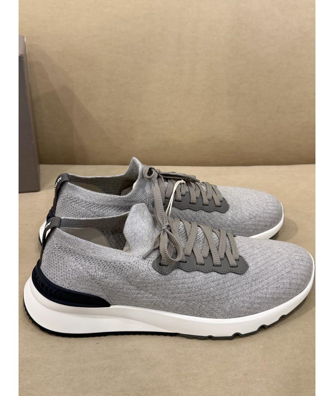 BRUNELLO CUCINELLI Серые текстильные низкие кроссовки / кеды, фото 7