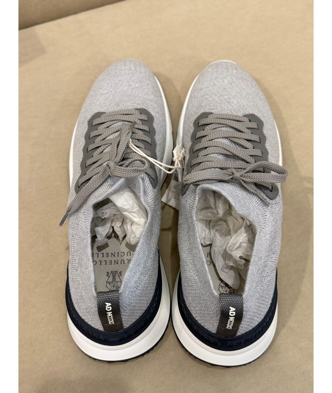 BRUNELLO CUCINELLI Серые текстильные низкие кроссовки / кеды, фото 3