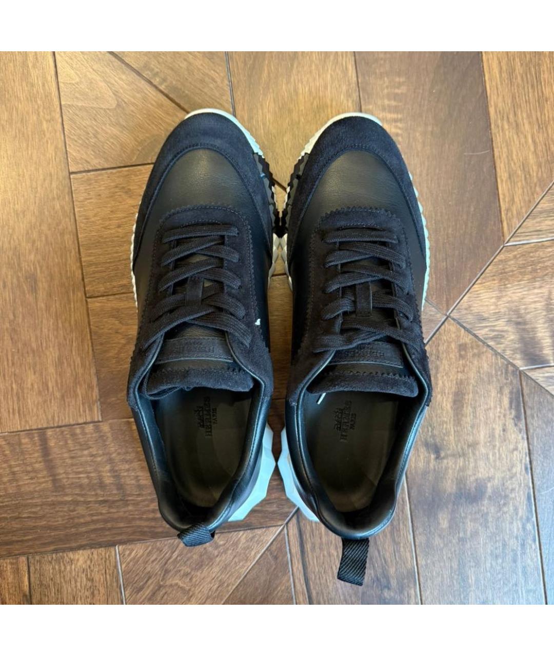 HERMES Черные кожаные низкие кроссовки / кеды, фото 3