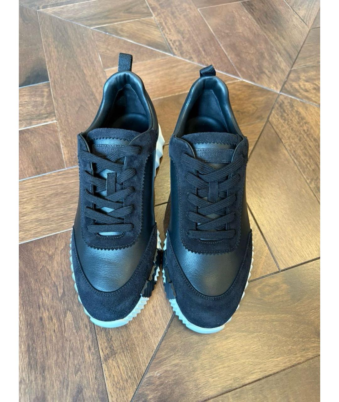 HERMES Черные кожаные низкие кроссовки / кеды, фото 2