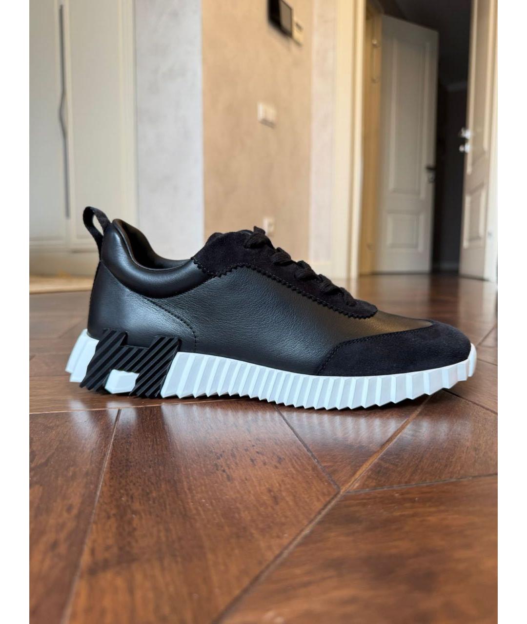 HERMES Черные кожаные низкие кроссовки / кеды, фото 6