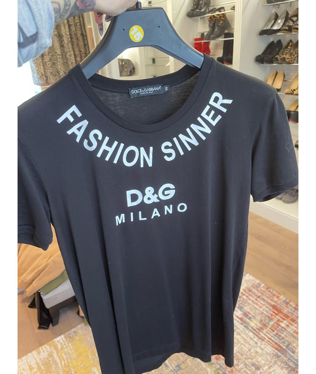 DOLCE&GABBANA Черная хлопковая футболка, фото 2