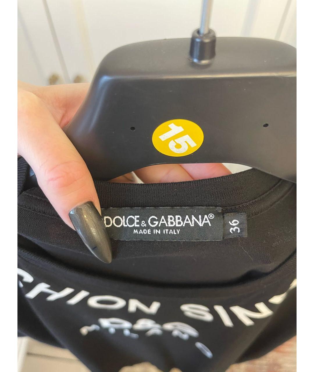 DOLCE&GABBANA Черная хлопковая футболка, фото 4