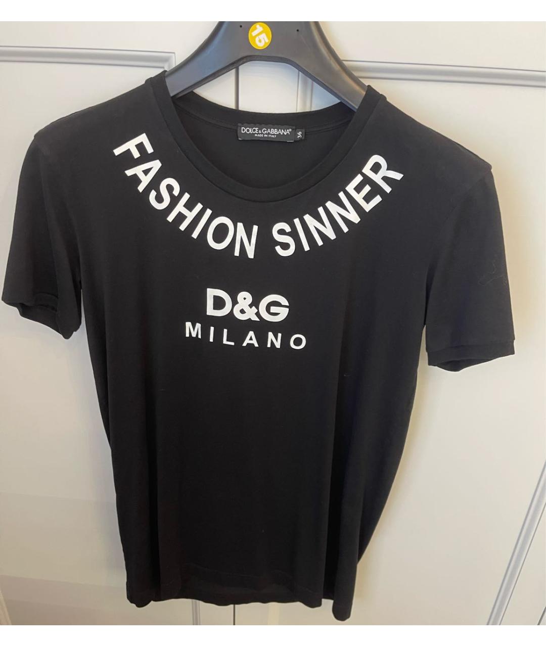 DOLCE&GABBANA Черная хлопковая футболка, фото 6