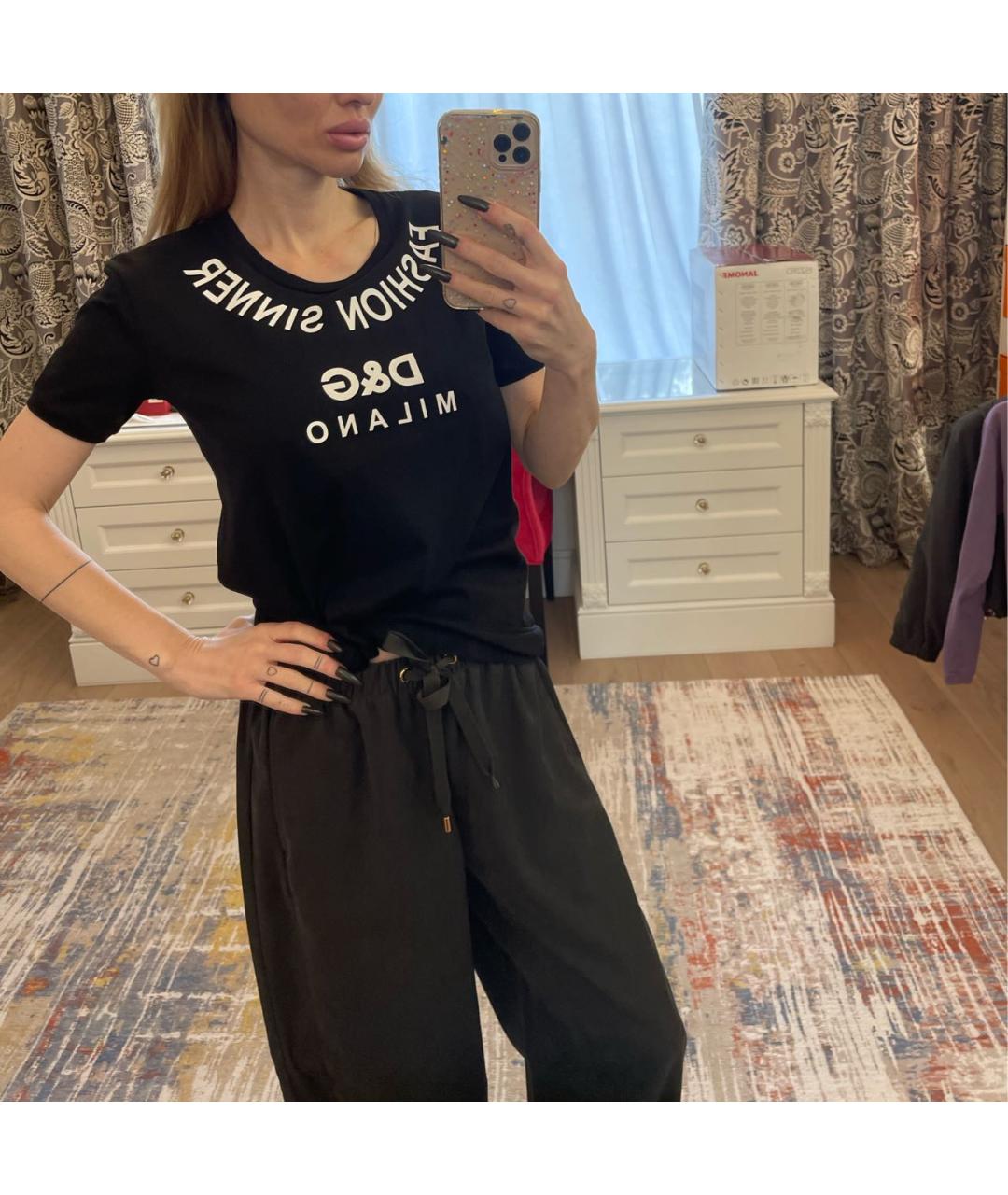 DOLCE&GABBANA Черная хлопковая футболка, фото 5