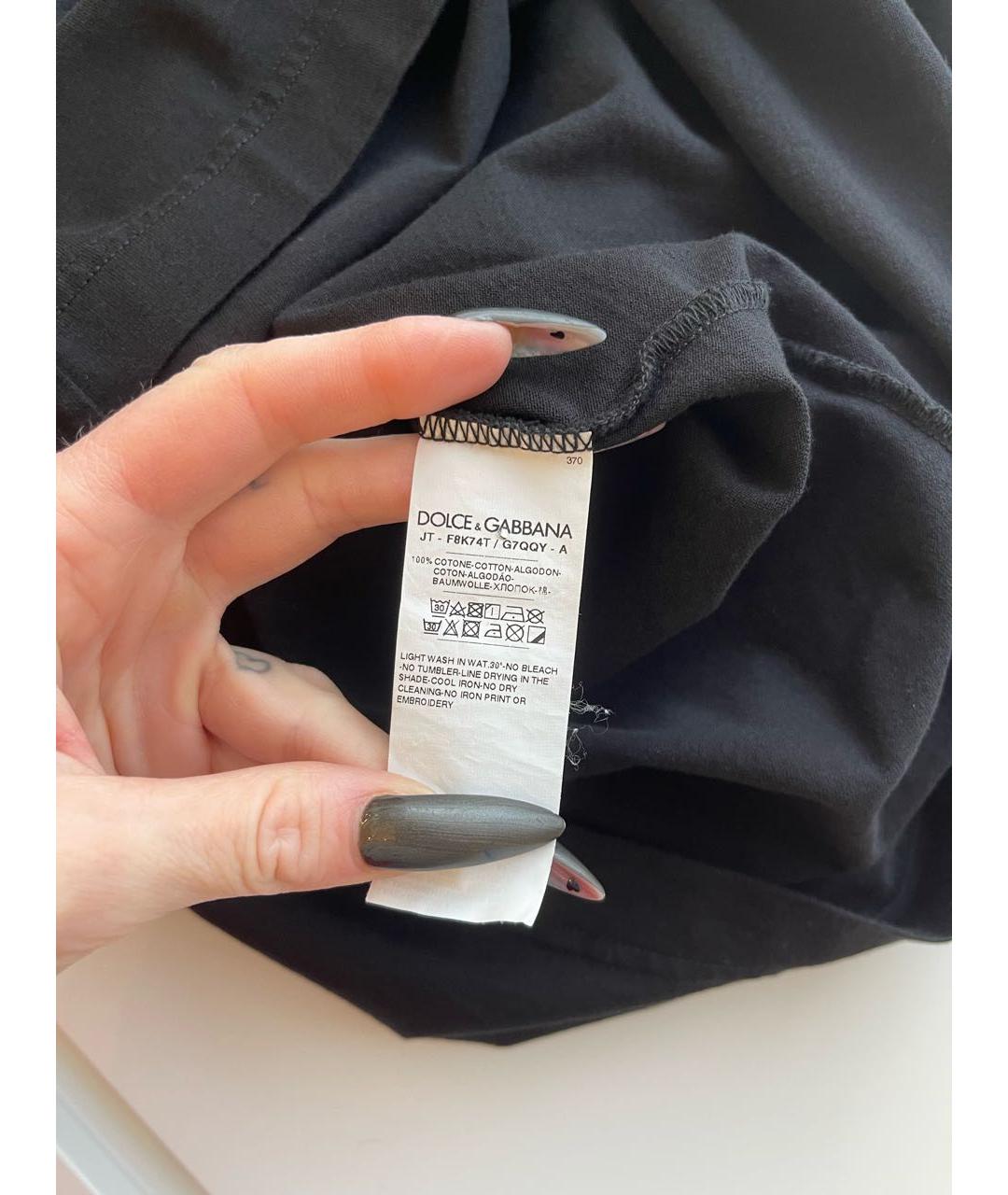 DOLCE&GABBANA Черная хлопковая футболка, фото 3