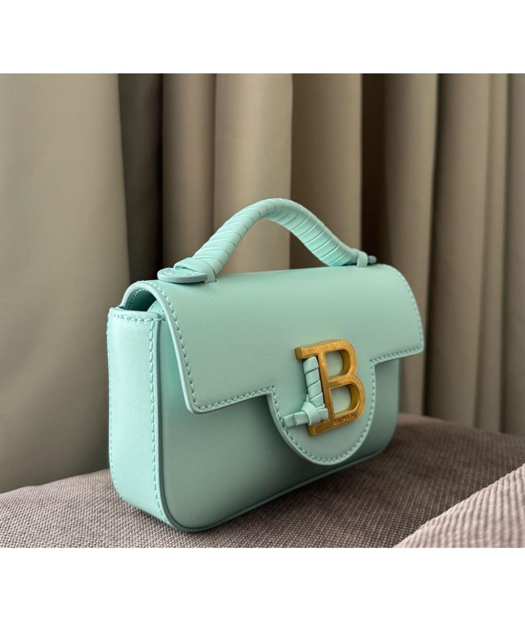BALMAIN Бирюзовая кожаная сумка с короткими ручками, фото 2