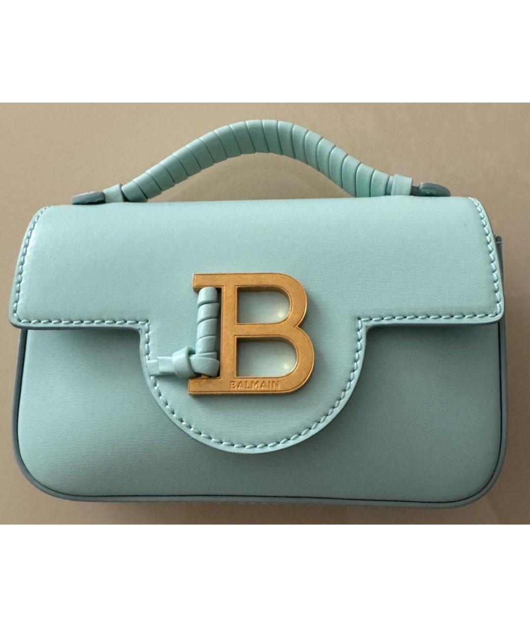 BALMAIN Бирюзовая кожаная сумка с короткими ручками, фото 7