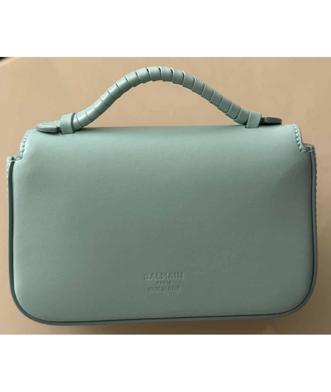 BALMAIN Бирюзовая кожаная сумка с короткими ручками, фото 3