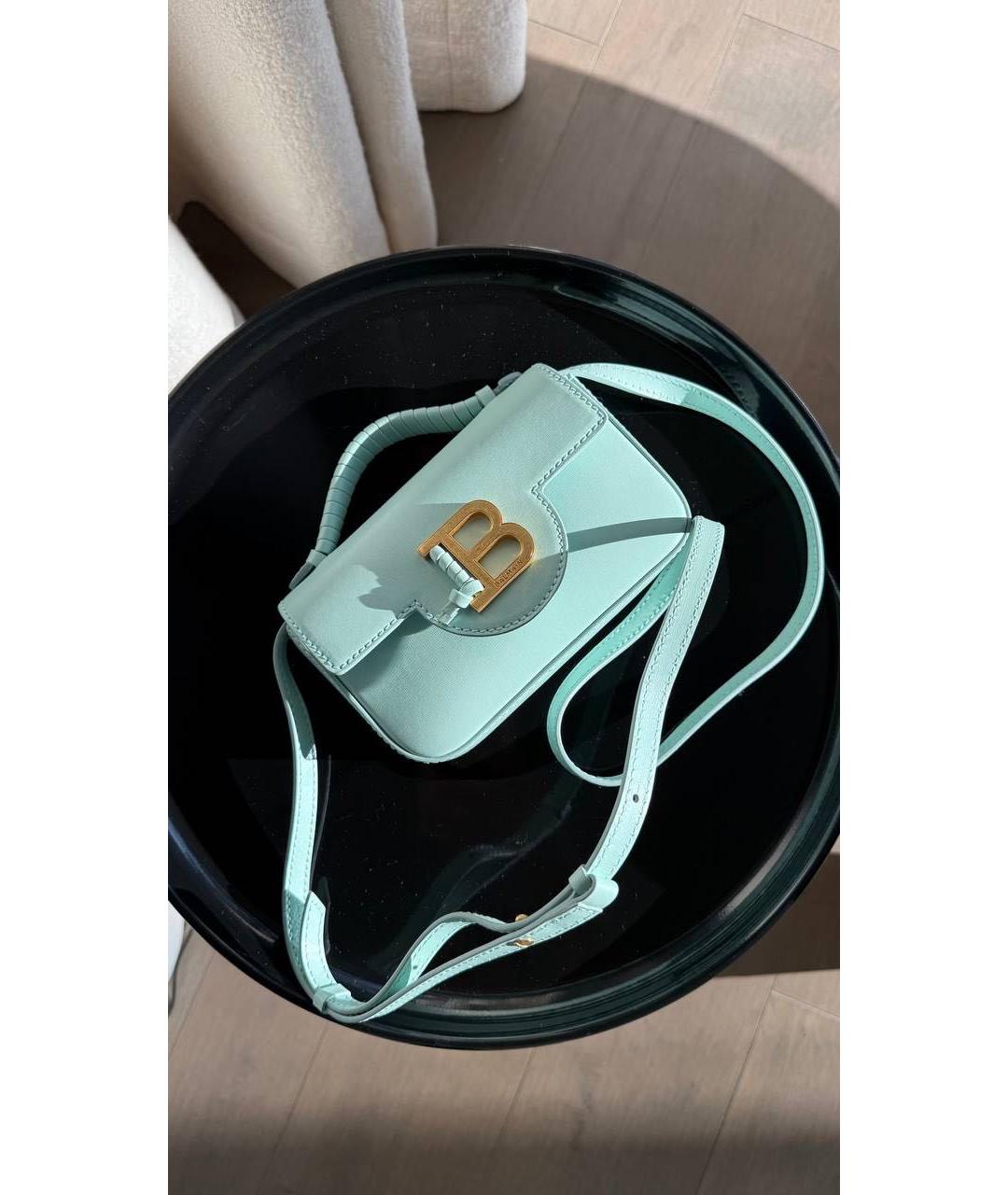 BALMAIN Бирюзовая кожаная сумка с короткими ручками, фото 5