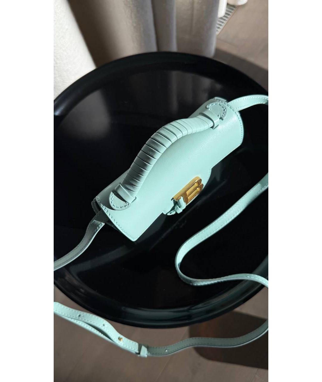 BALMAIN Бирюзовая кожаная сумка с короткими ручками, фото 6