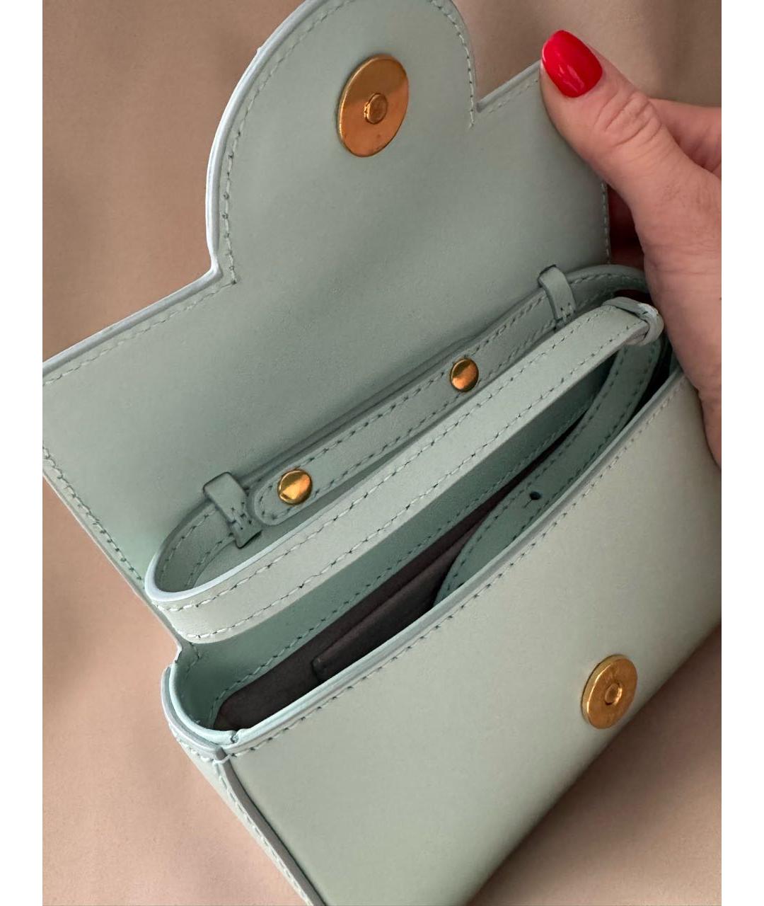 BALMAIN Бирюзовая кожаная сумка с короткими ручками, фото 4