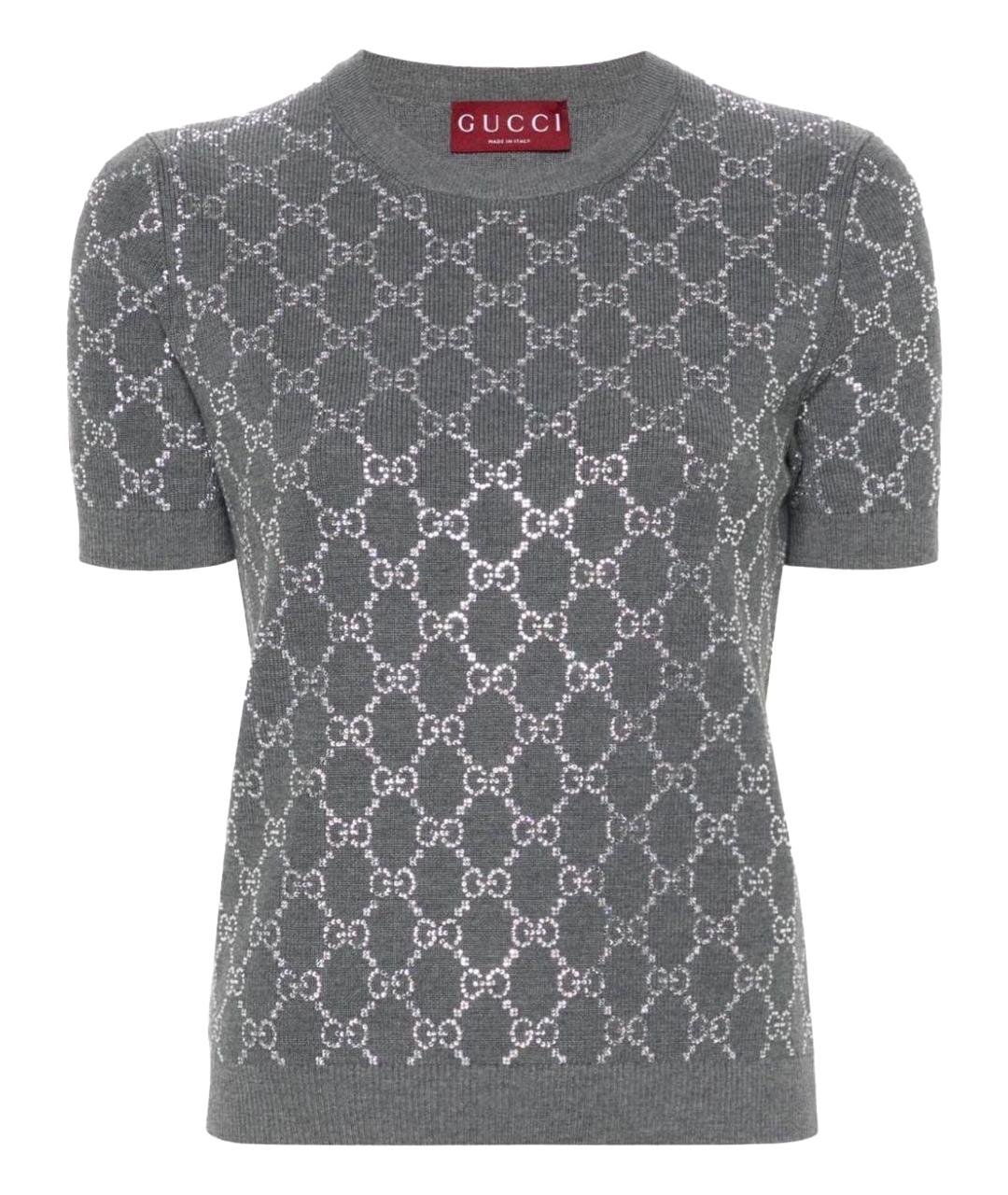GUCCI Серая кашемировая футболка, фото 1