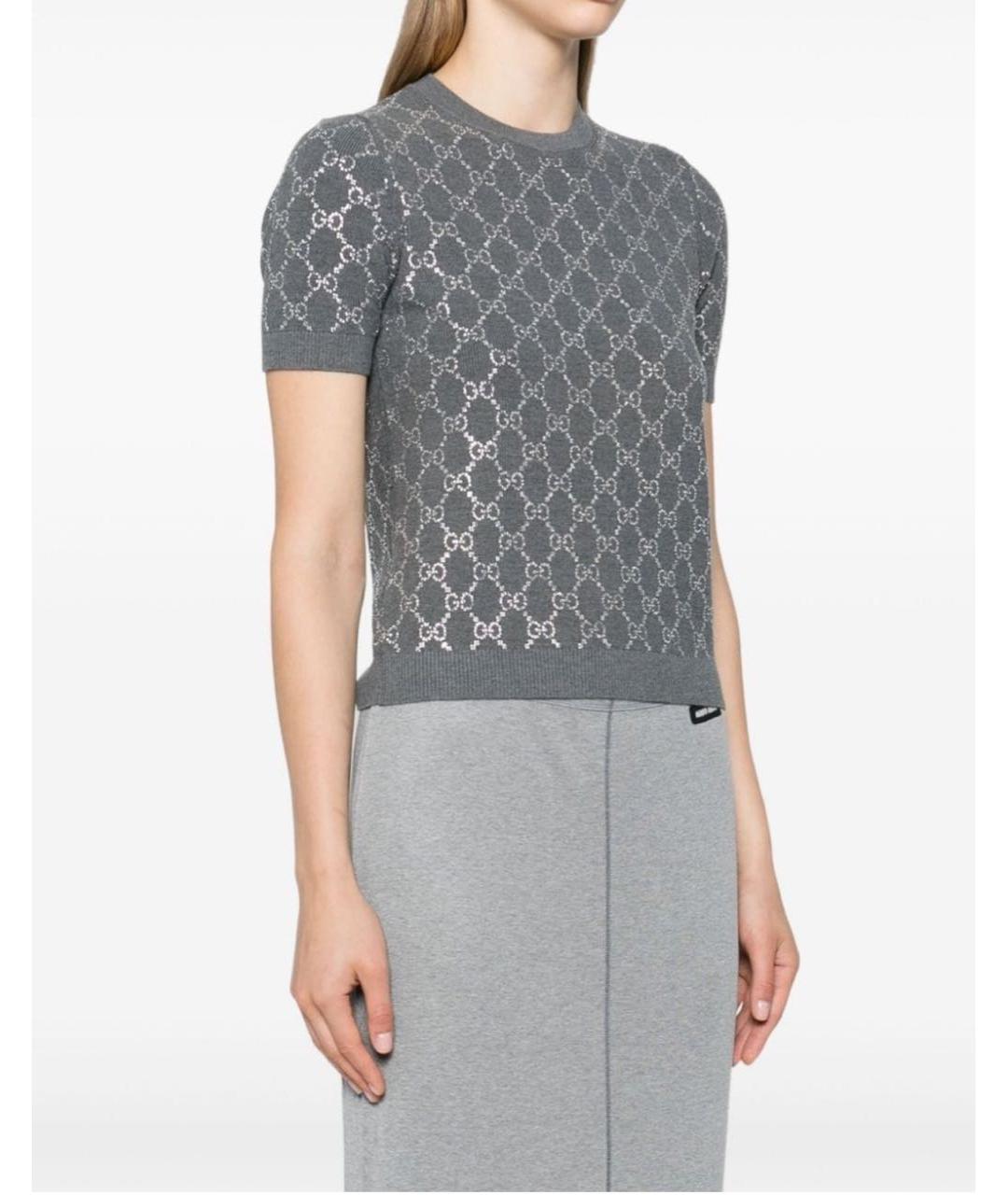 GUCCI Серая кашемировая футболка, фото 2