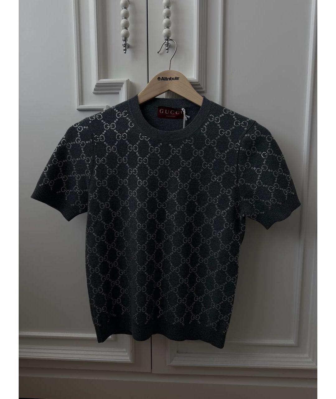 GUCCI Серая кашемировая футболка, фото 3