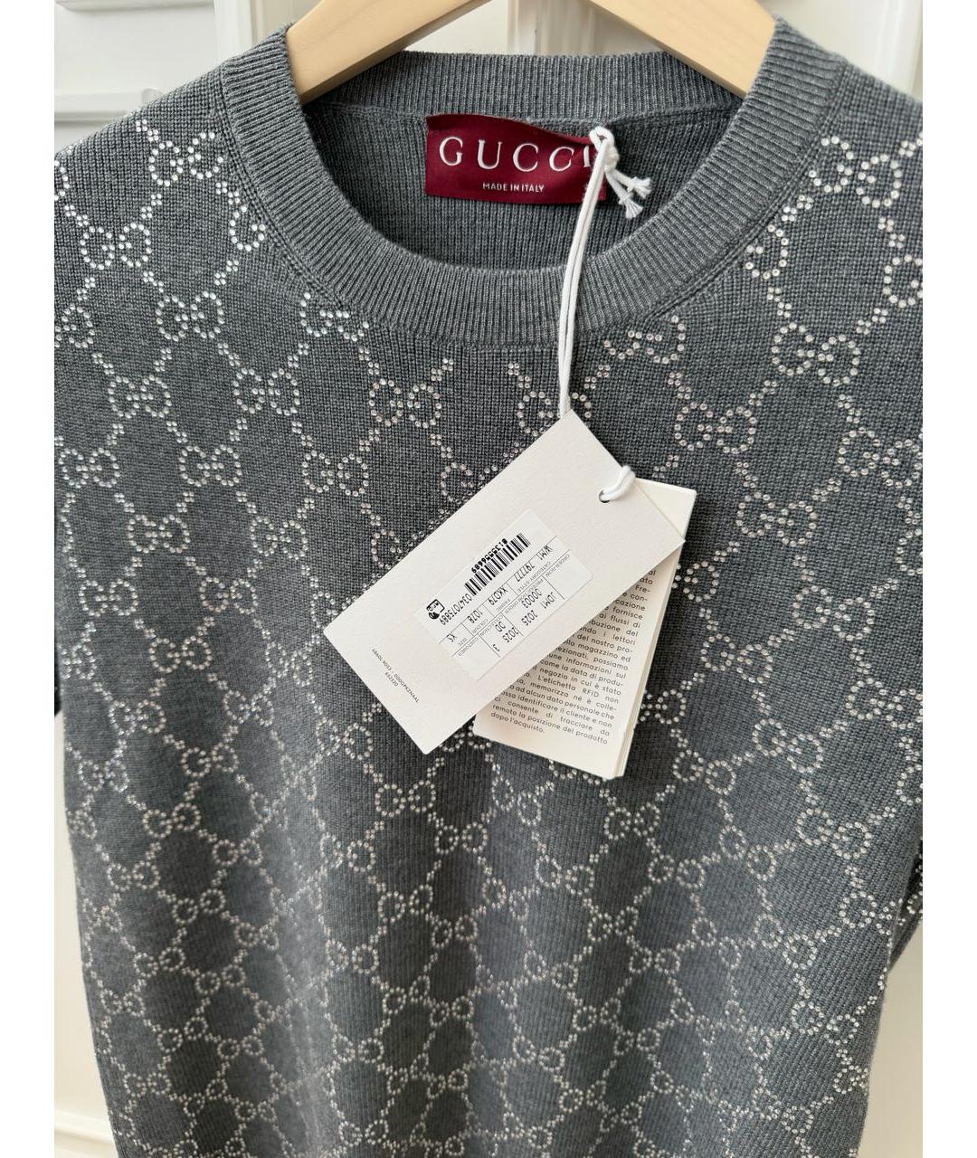 GUCCI Серая кашемировая футболка, фото 5