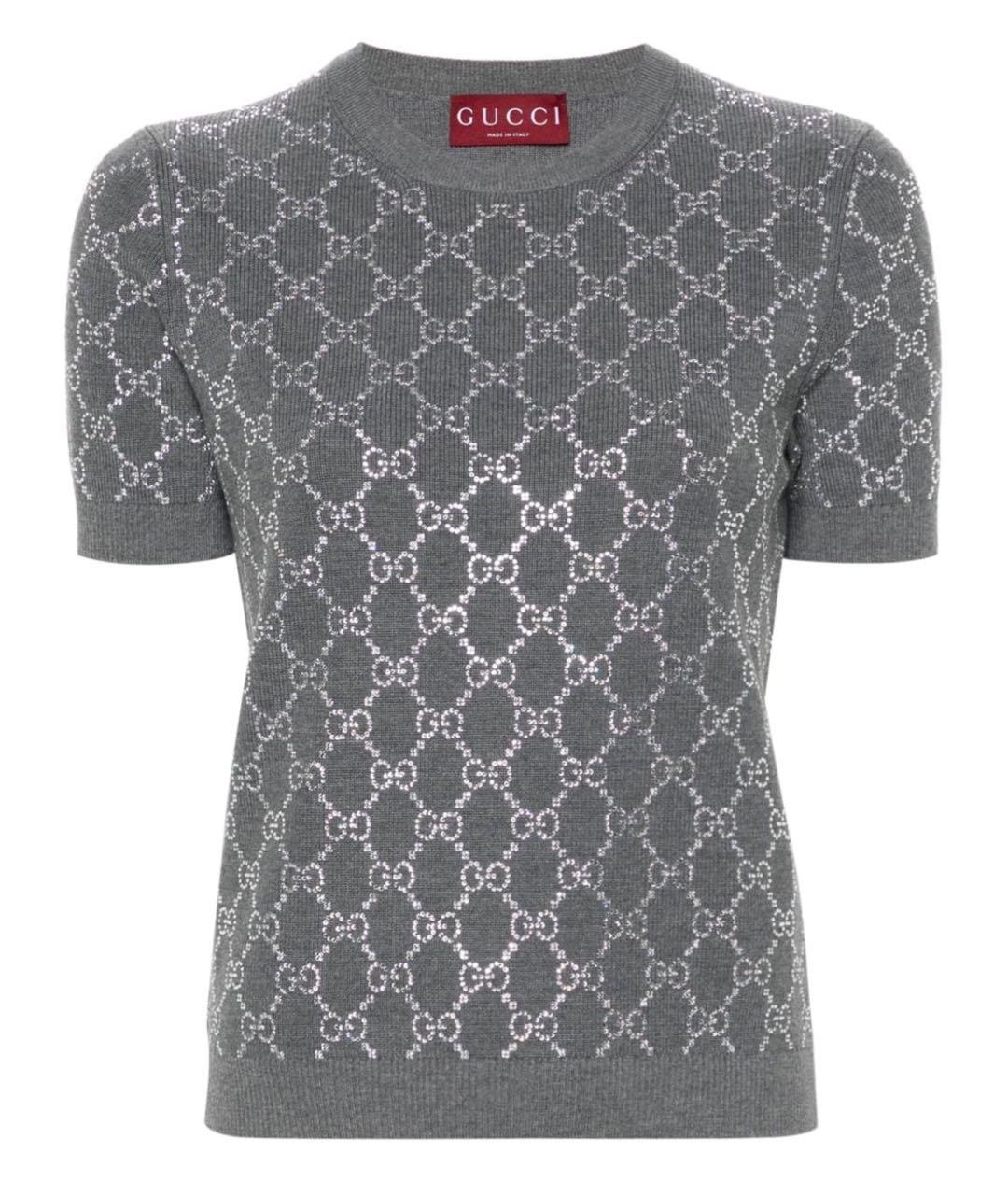 GUCCI Серая кашемировая футболка, фото 6