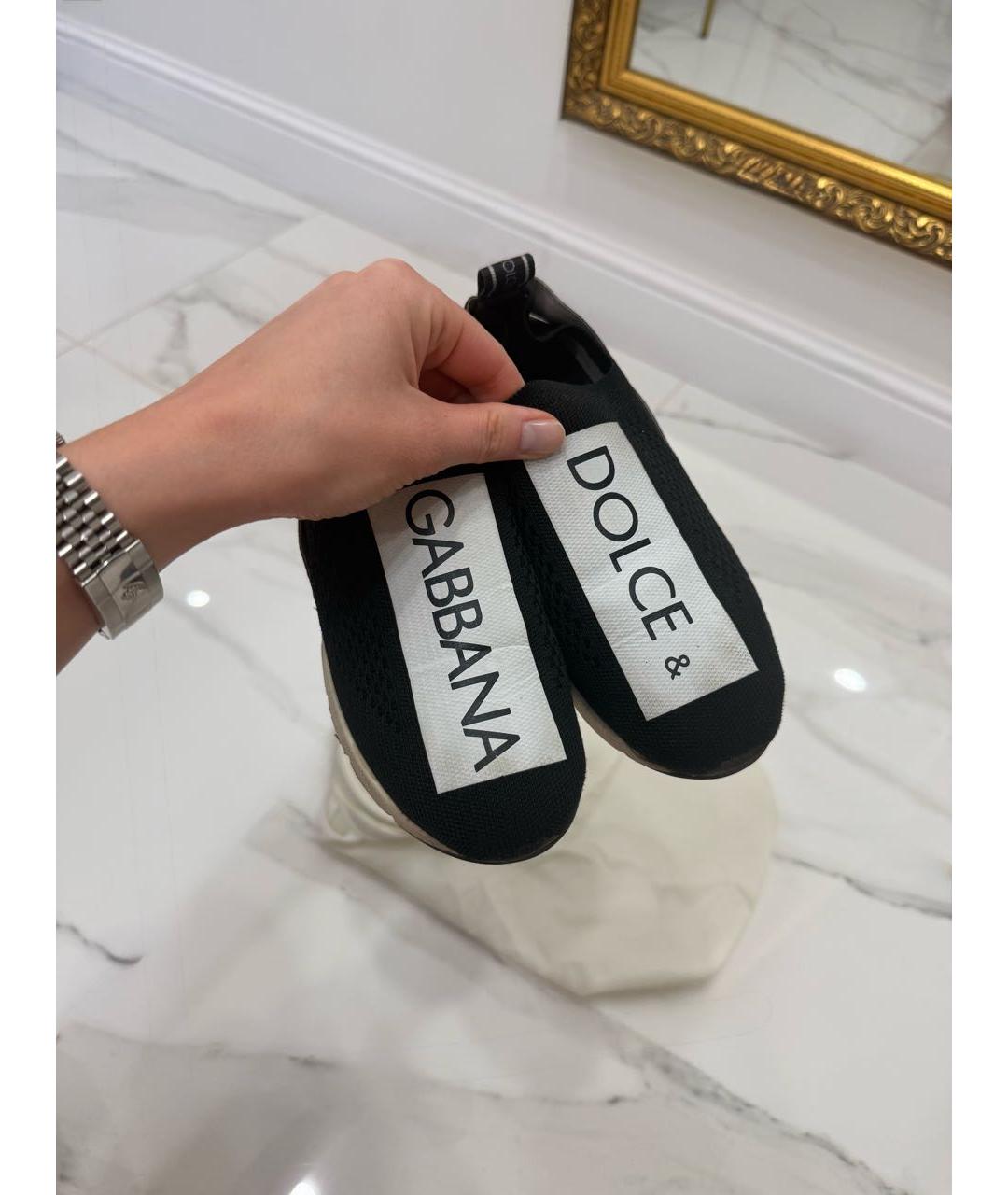 DOLCE&GABBANA Черные текстильные кеды, фото 4