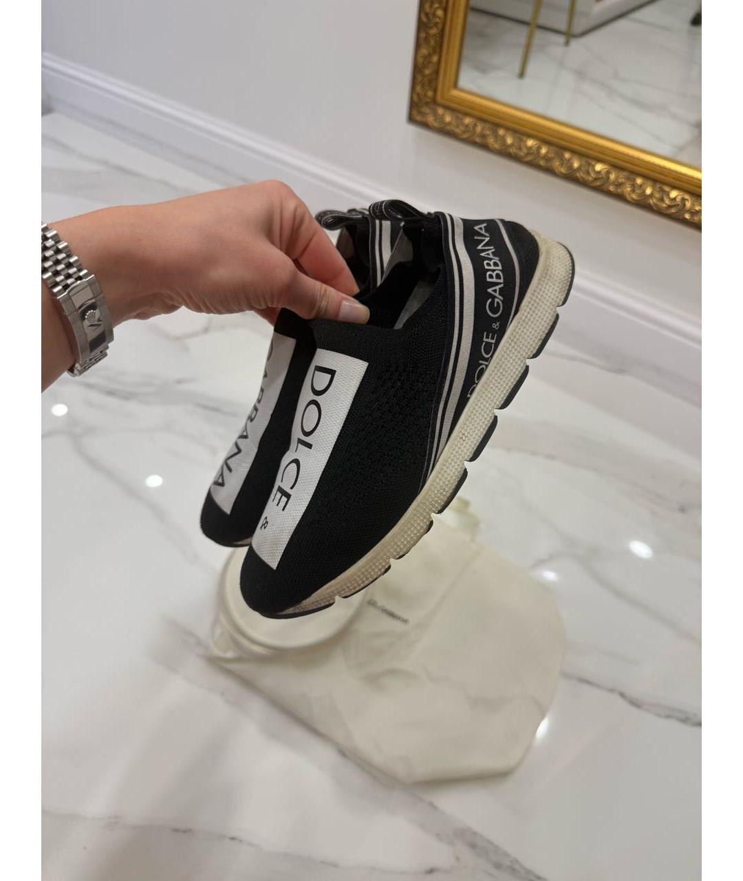 DOLCE&GABBANA Черные текстильные кеды, фото 2