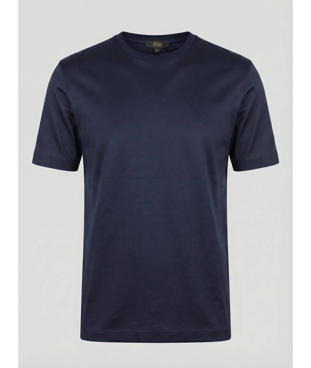 ZILLI Темно-синяя хлопковая футболка, фото 9