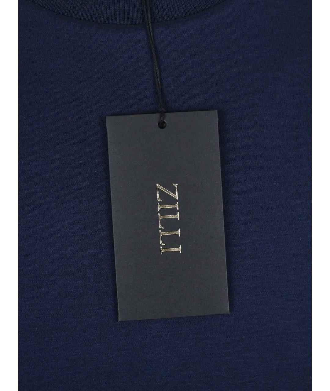 ZILLI Темно-синяя хлопковая футболка, фото 5