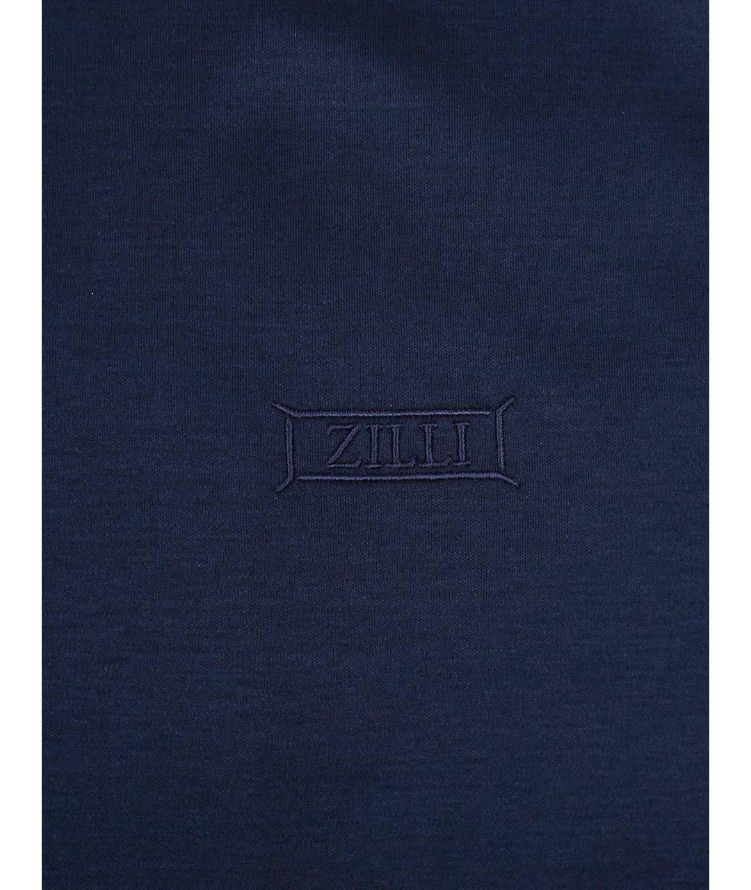 ZILLI Темно-синяя хлопковая футболка, фото 4