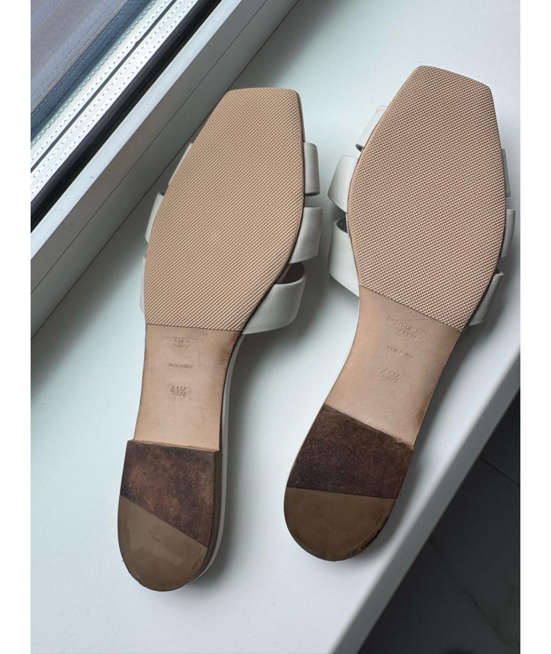 SAINT LAURENT Белые кожаные шлепанцы, фото 8