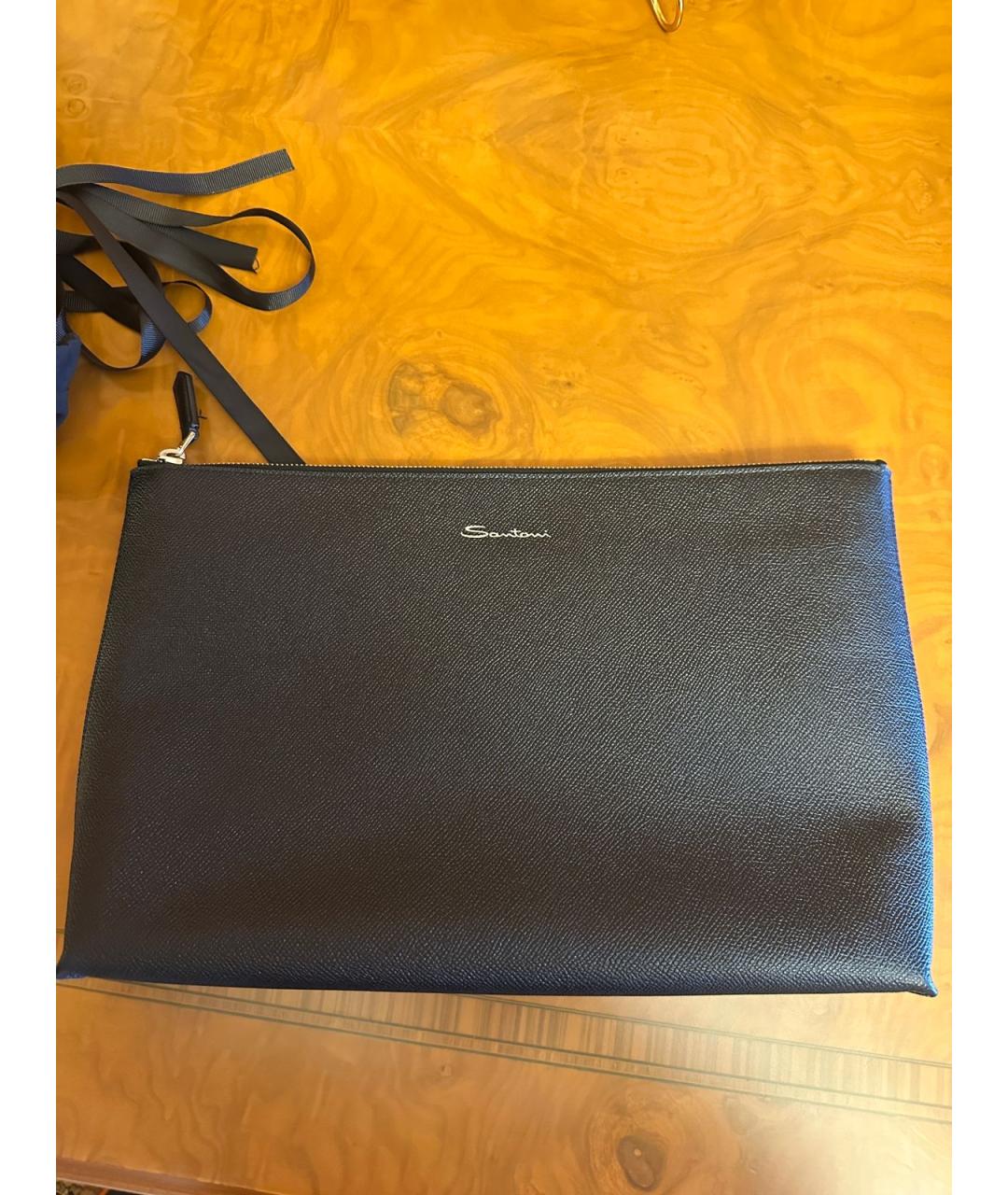 SANTONI Черная кожаная папка для документов, фото 4
