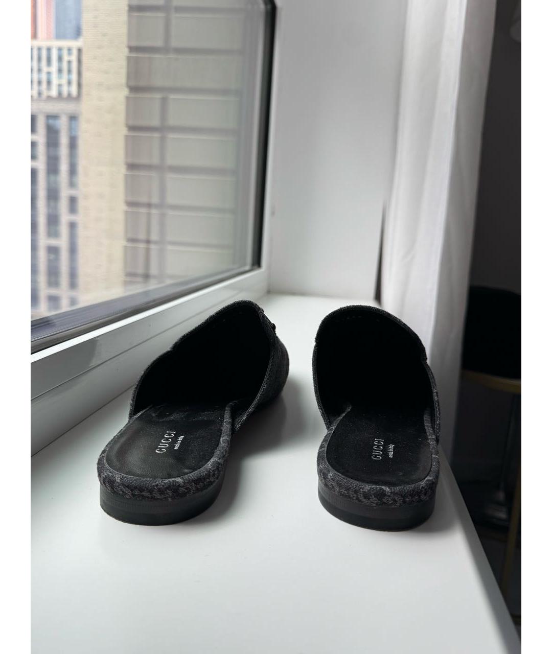 GUCCI Темно-синие текстильные мюли, фото 4