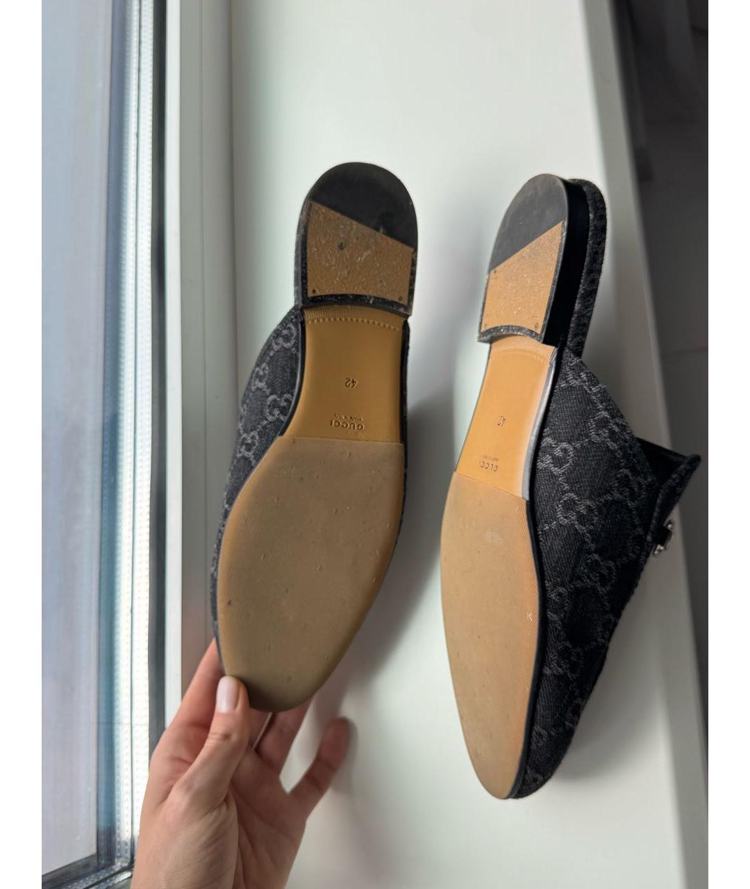 GUCCI Темно-синие текстильные мюли, фото 7