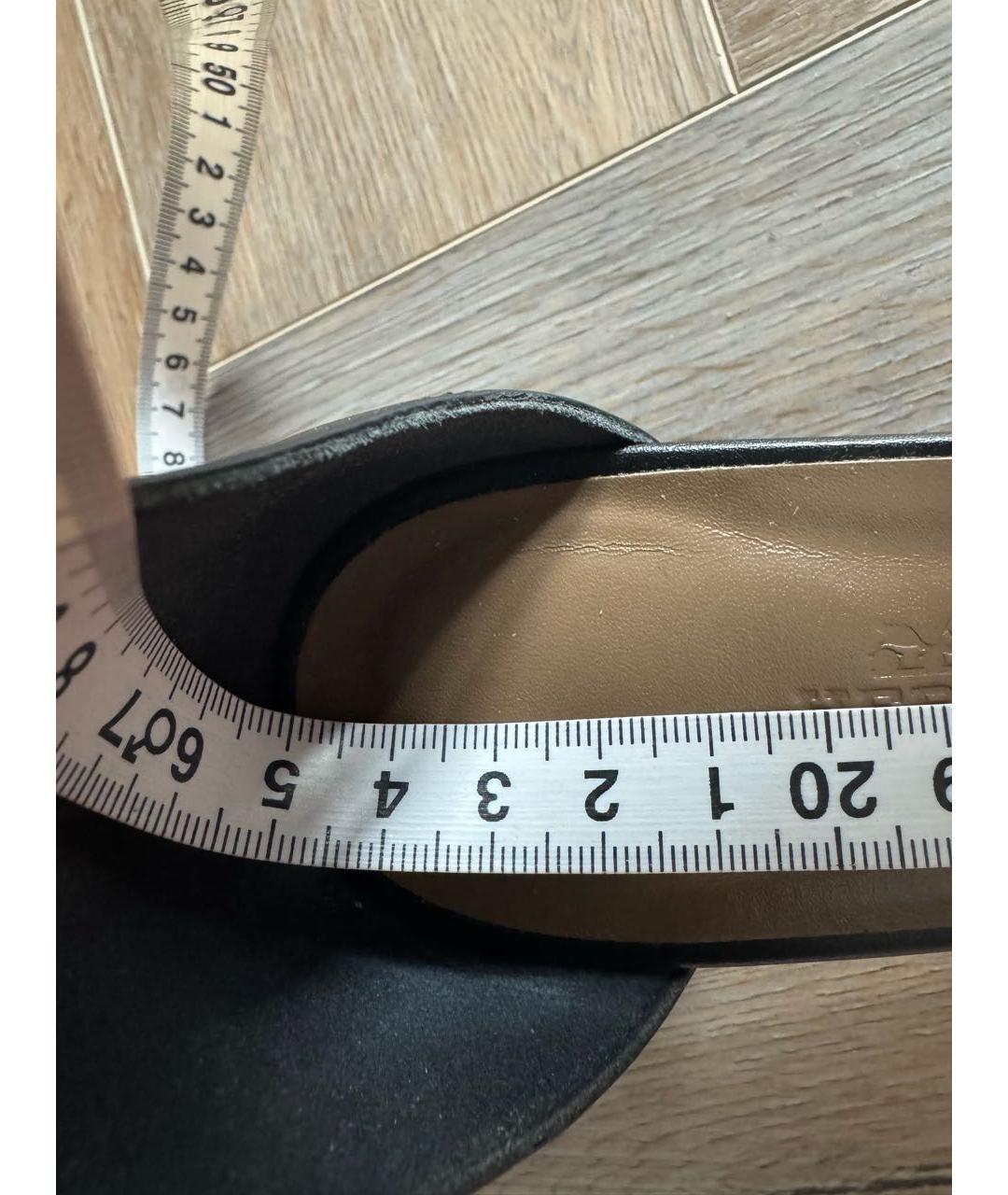 HERMES Черные кожаные босоножки, фото 6