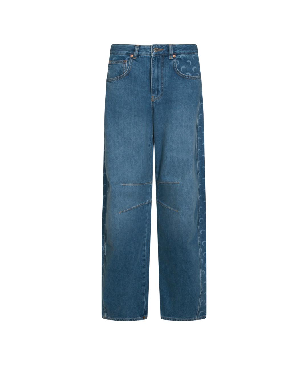 MARINE SERRE Синие хлопковые прямые джинсы, фото 1