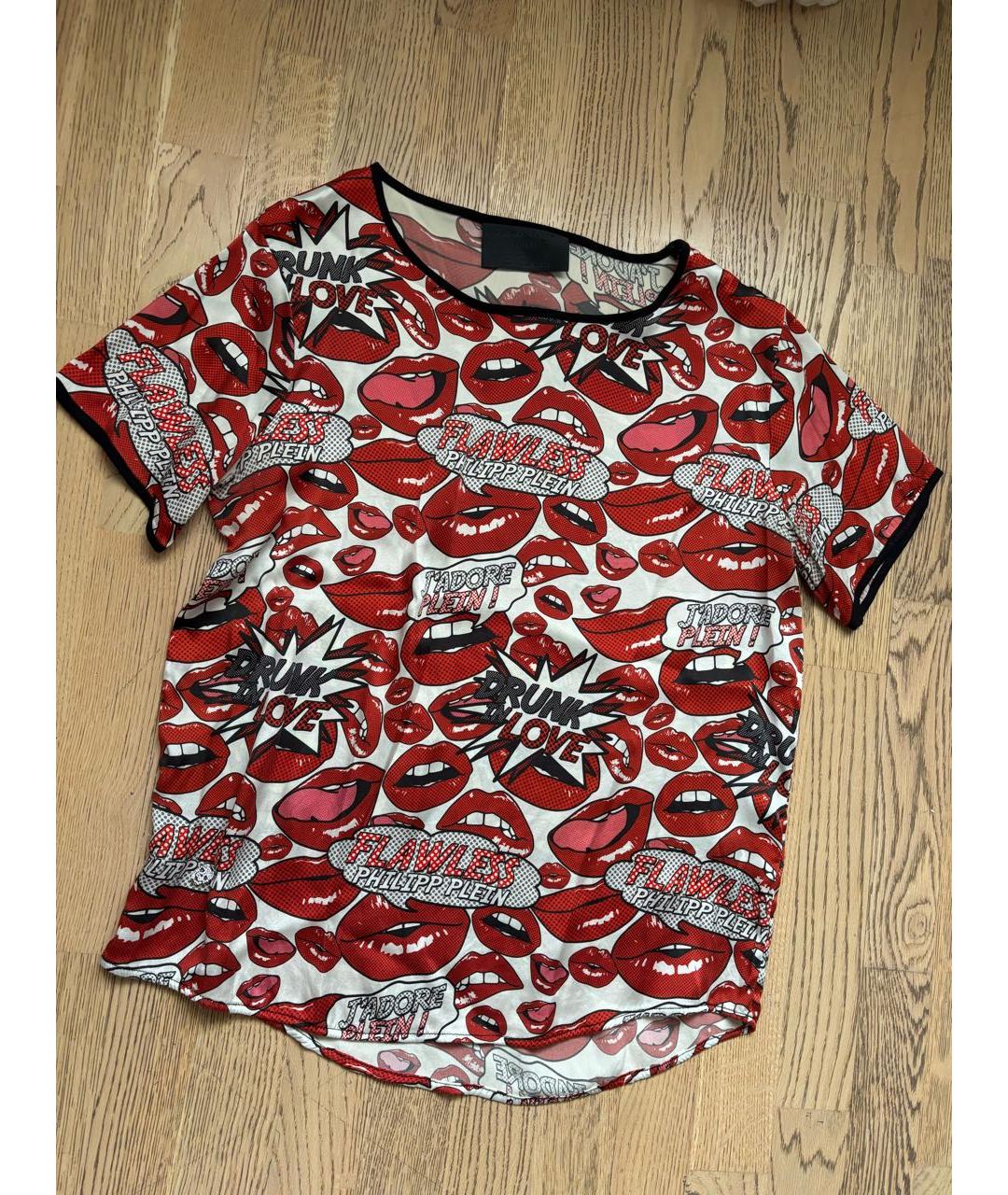 PHILIPP PLEIN Красная шелковая футболка, фото 6