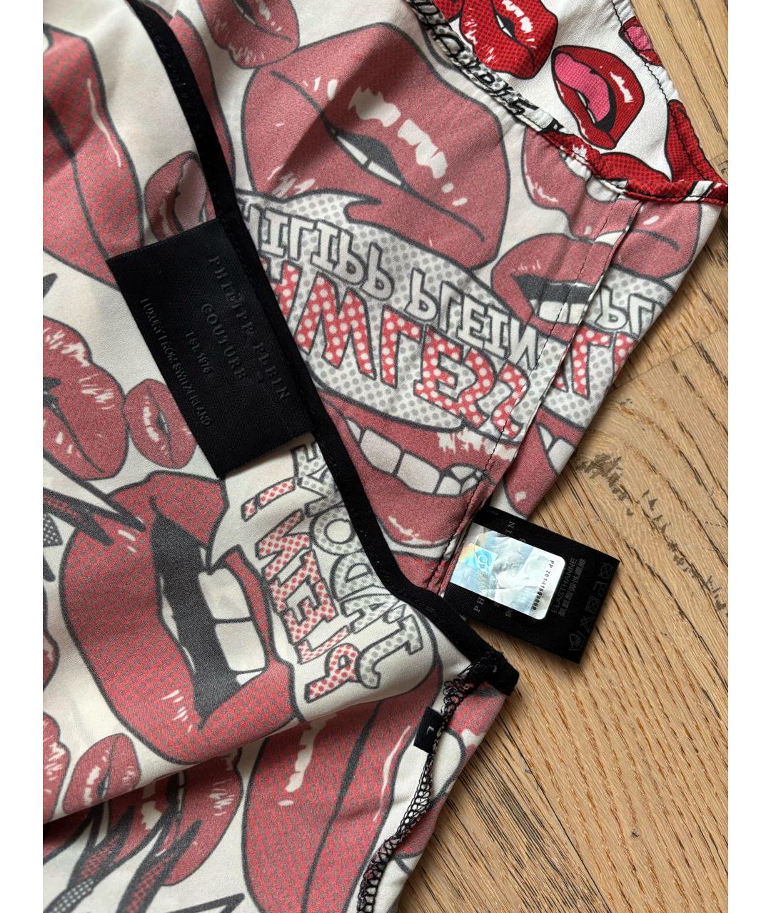 PHILIPP PLEIN Красная шелковая футболка, фото 3