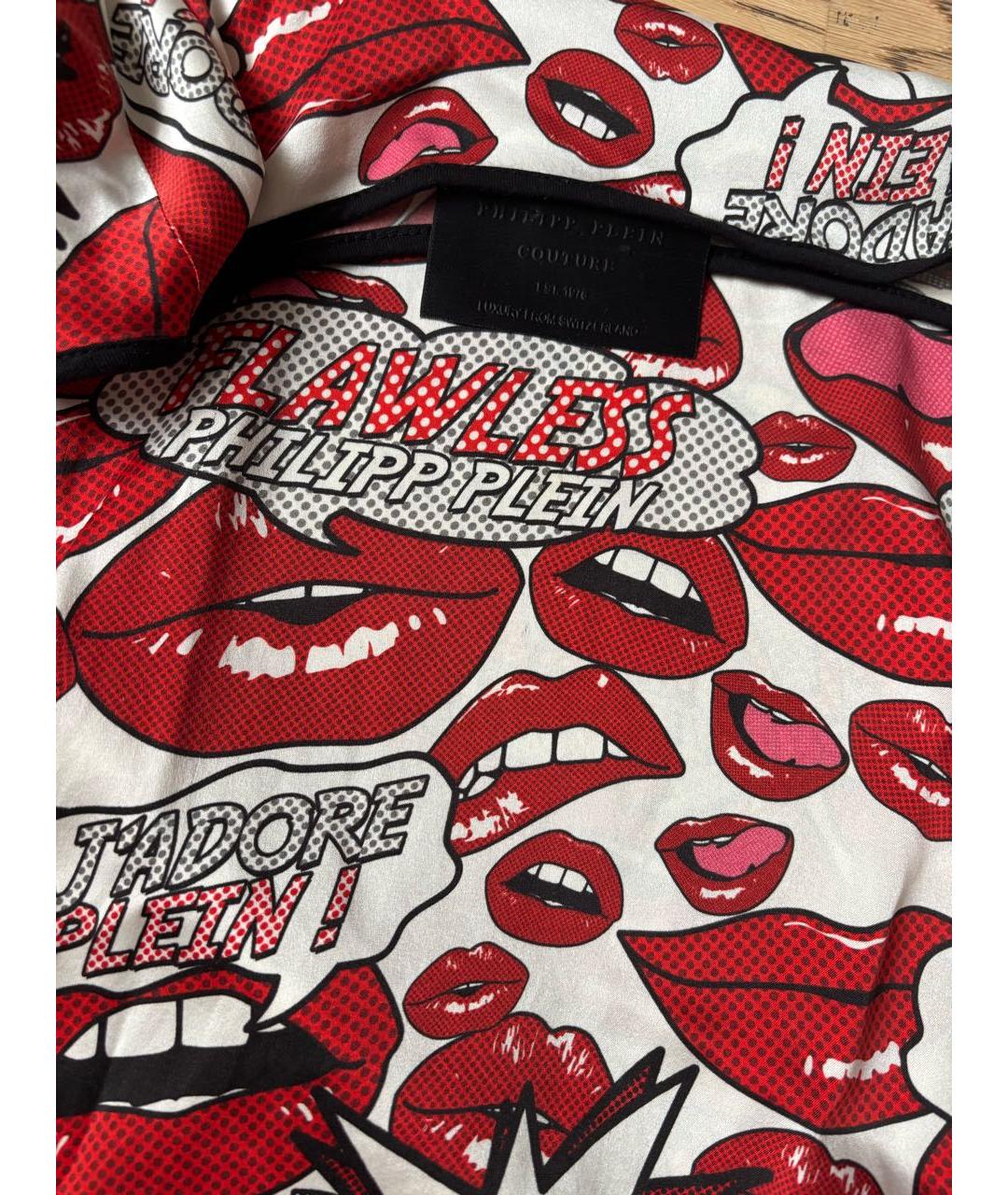 PHILIPP PLEIN Красная шелковая футболка, фото 5