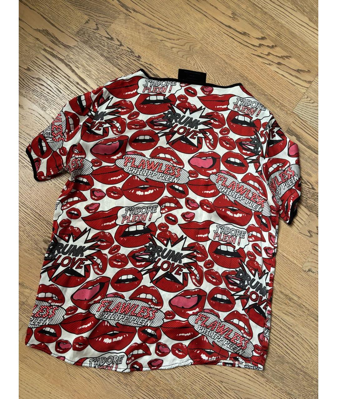 PHILIPP PLEIN Красная шелковая футболка, фото 2