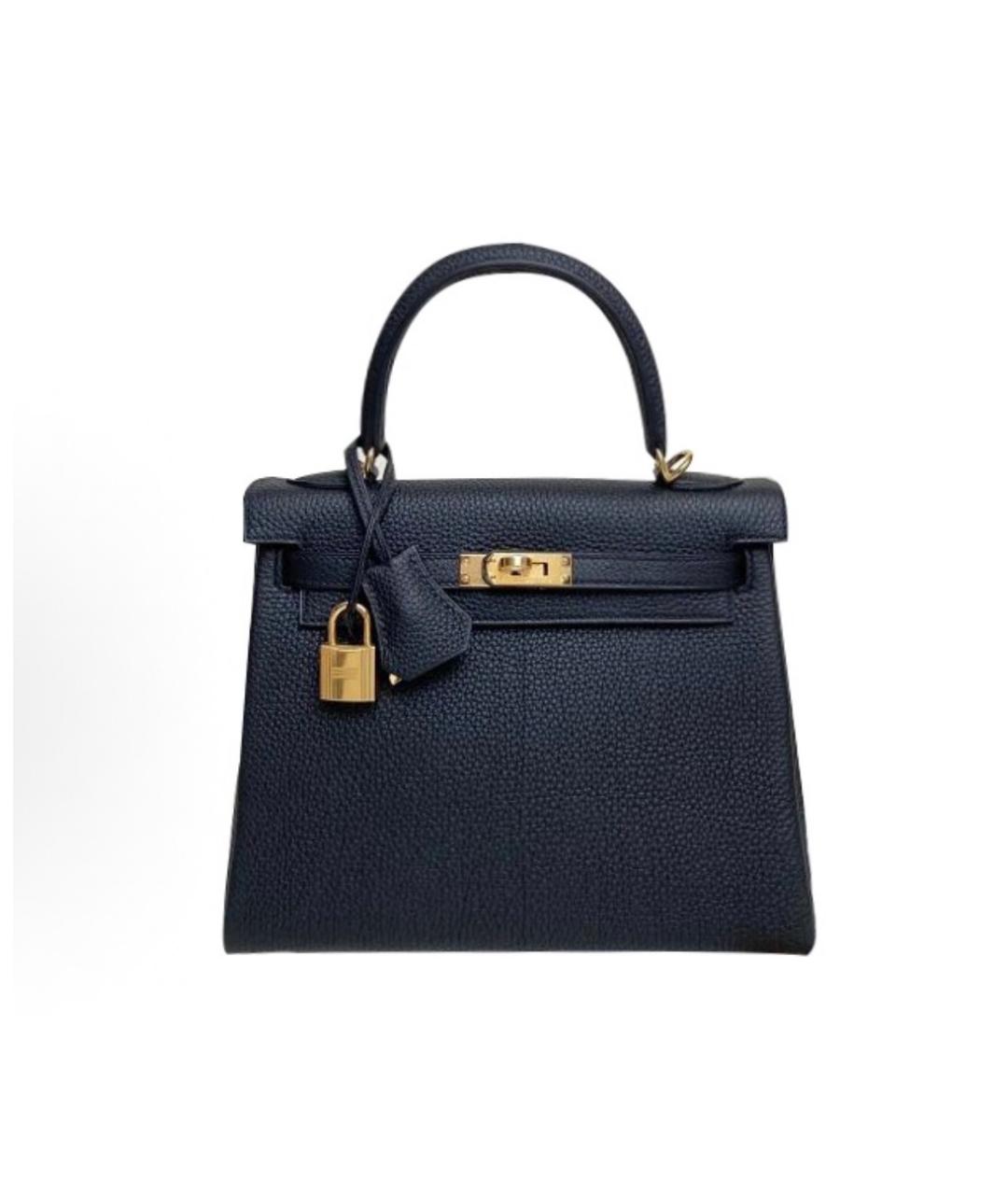 HERMES Черная кожаная сумка с короткими ручками, фото 6