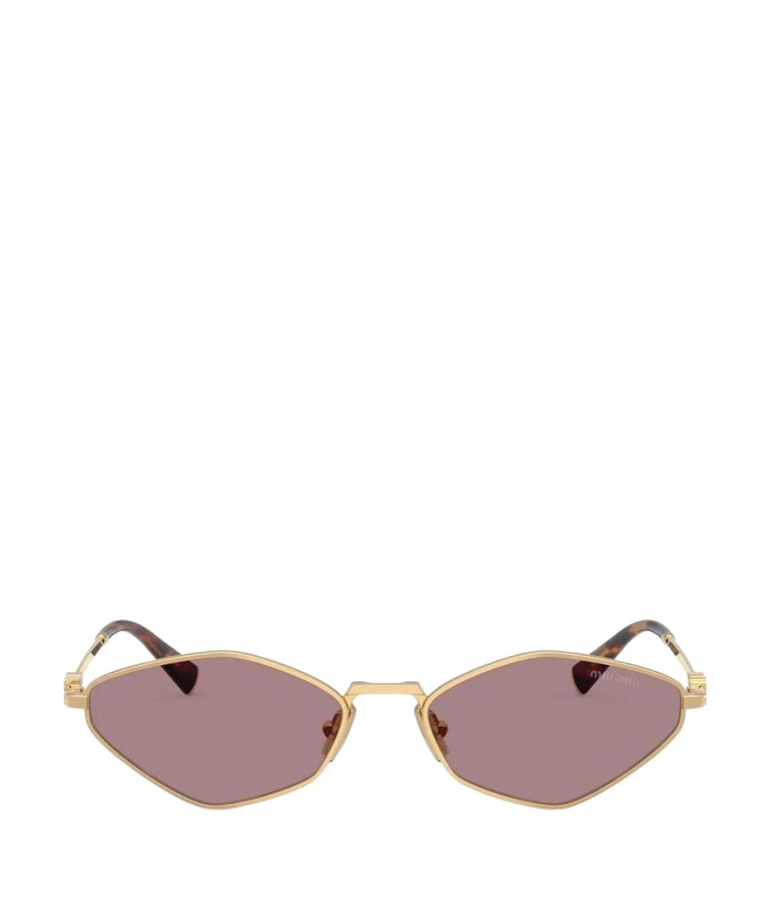 MIU MIU Золотые металлические солнцезащитные очки, фото 1