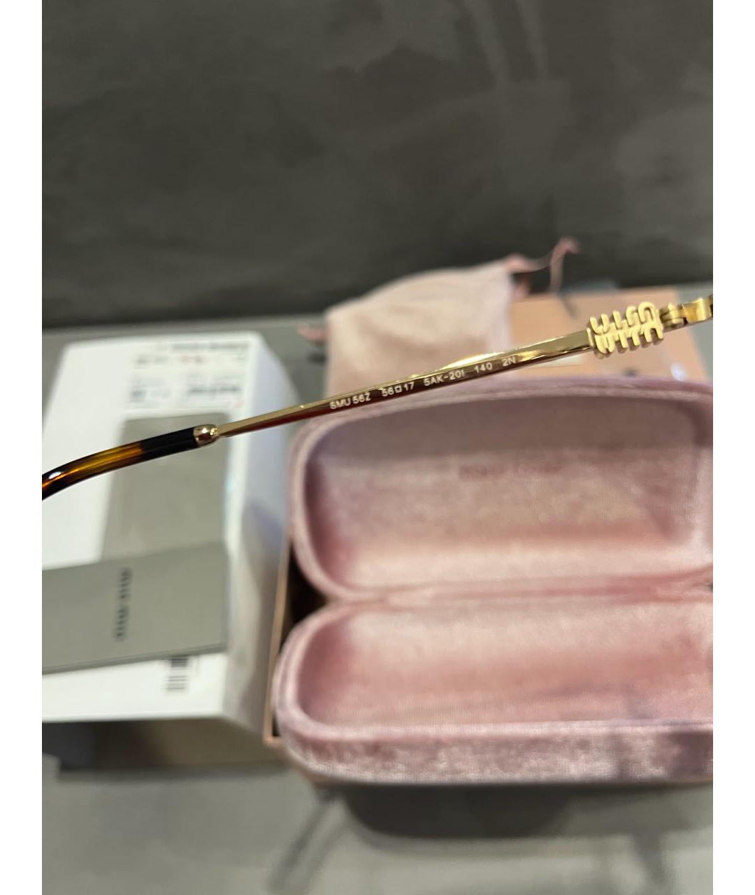 MIU MIU Золотые металлические солнцезащитные очки, фото 4