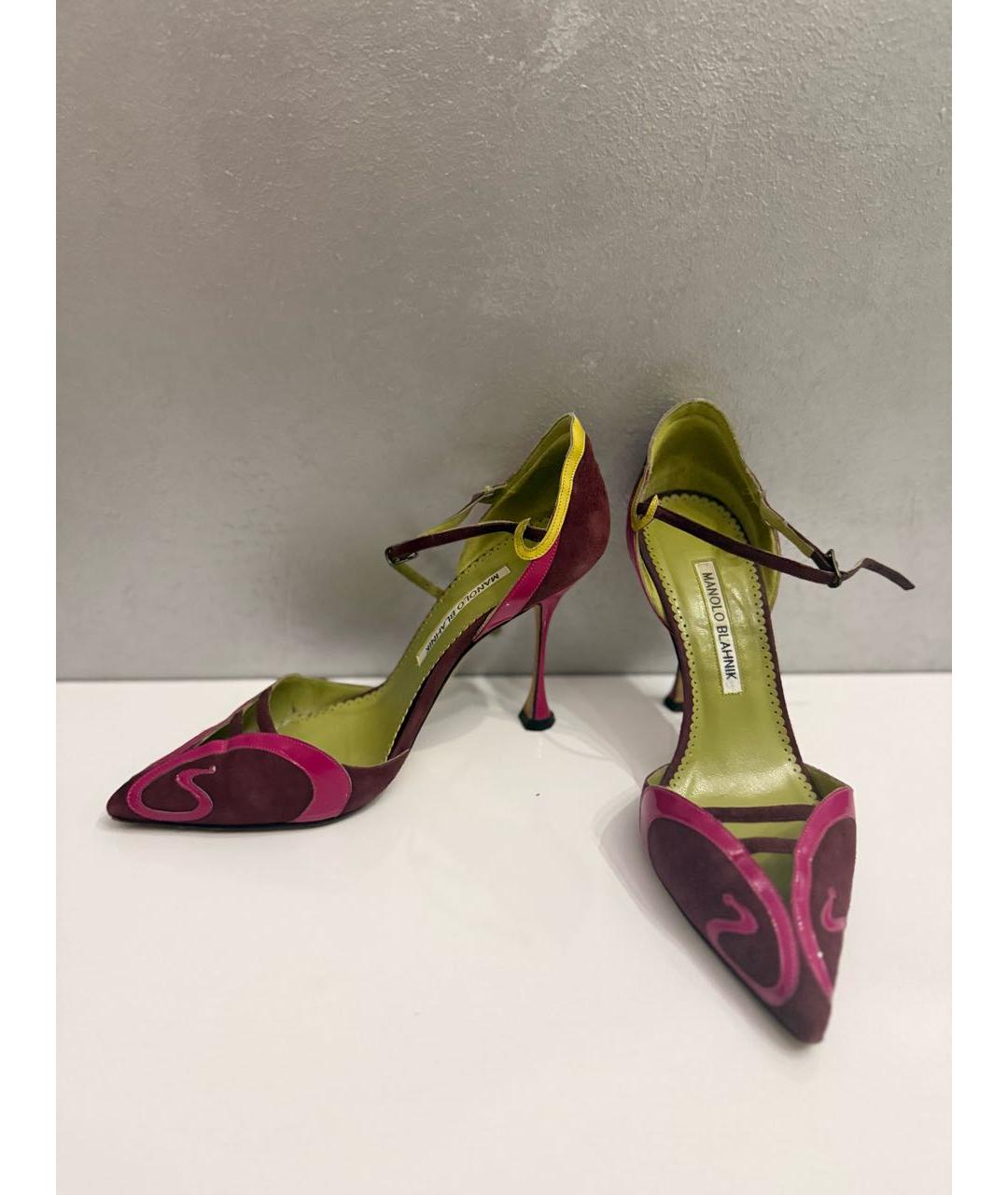 MANOLO BLAHNIK Мульти замшевые босоножки, фото 5