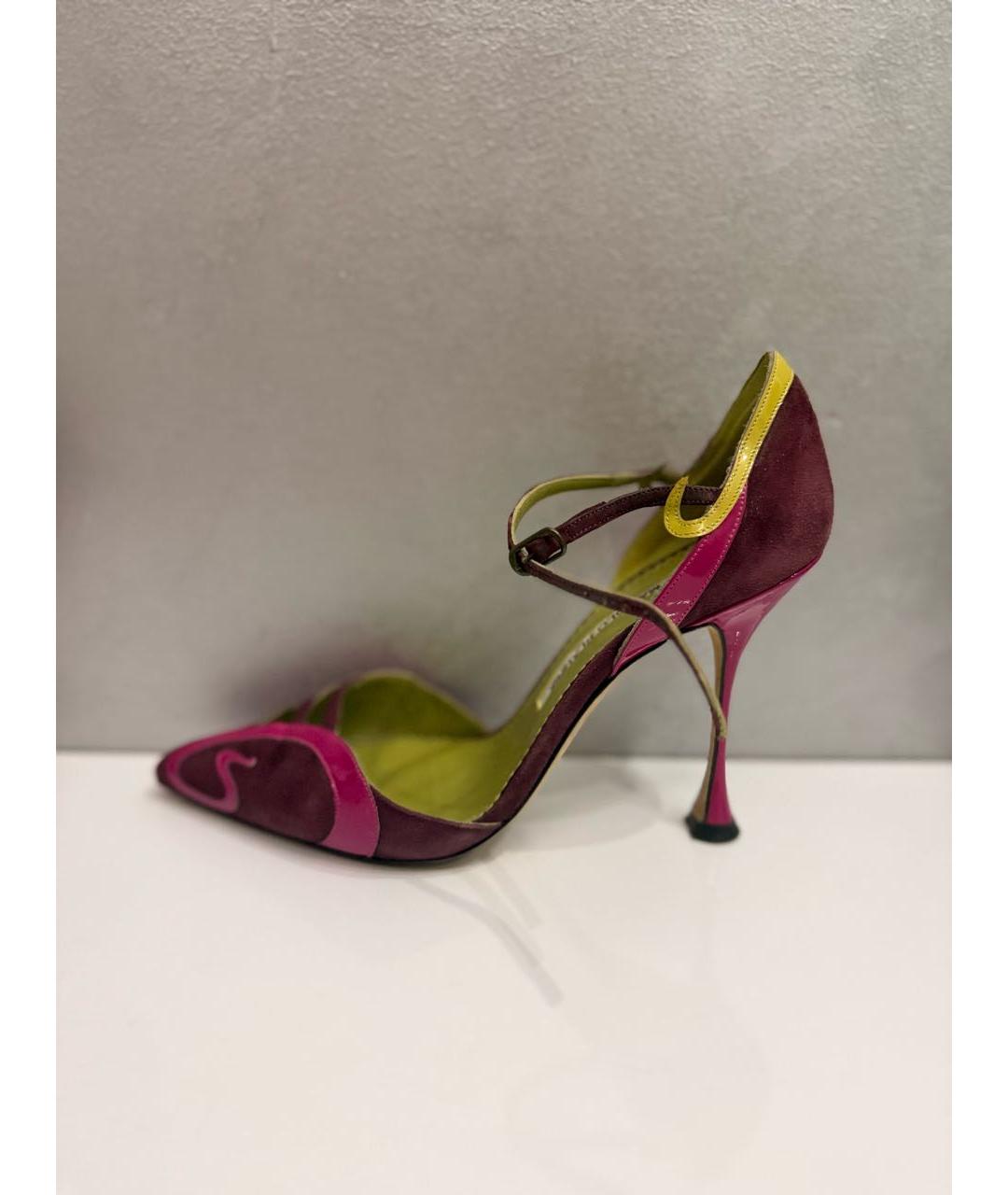 MANOLO BLAHNIK Мульти замшевые босоножки, фото 9