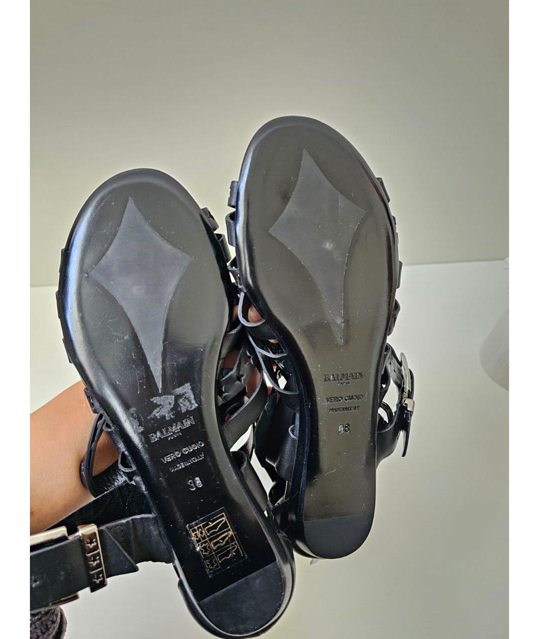 BALMAIN Черные кожаные сандалии, фото 7