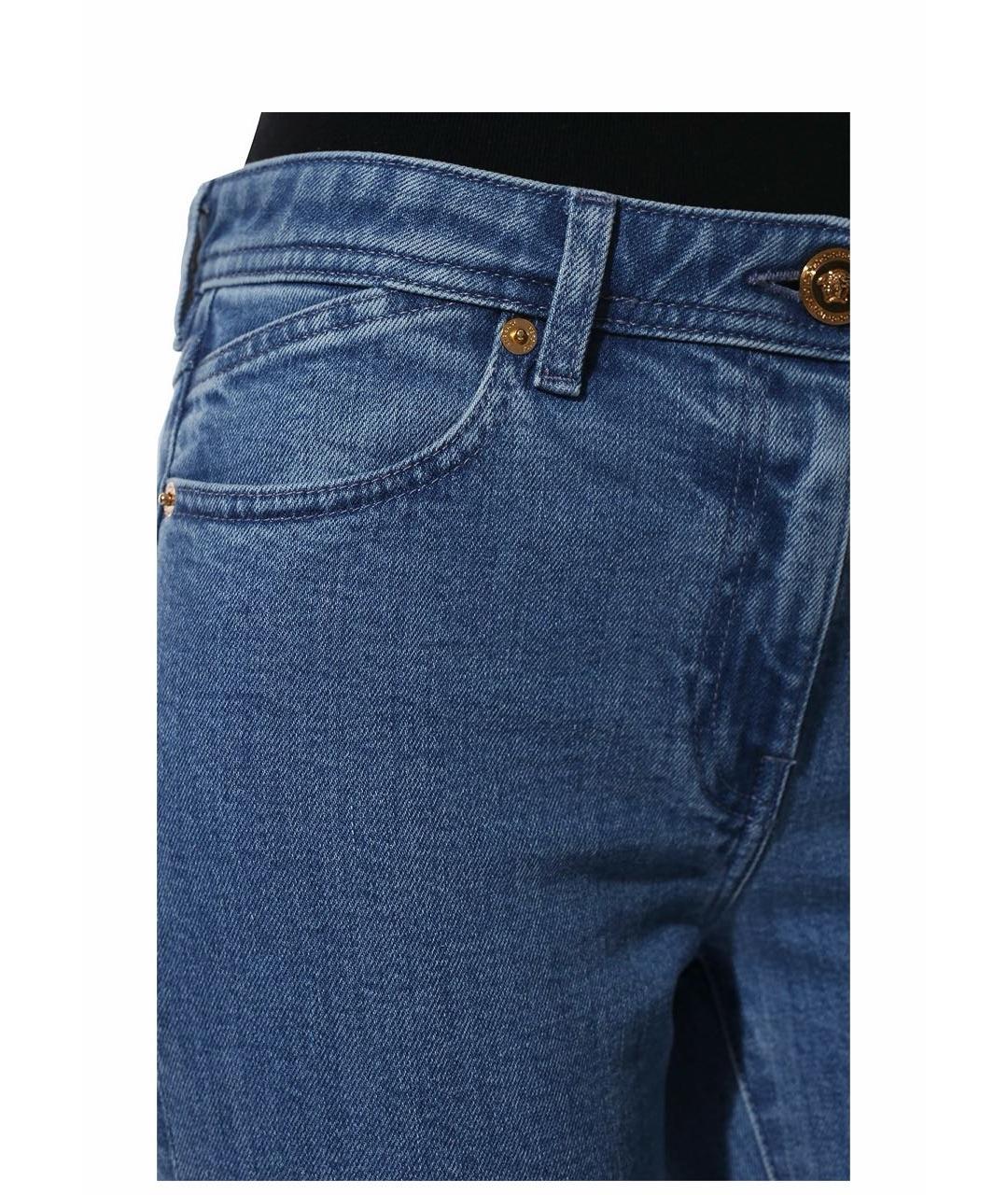 VERSACE Голубые хлопковые прямые джинсы, фото 4