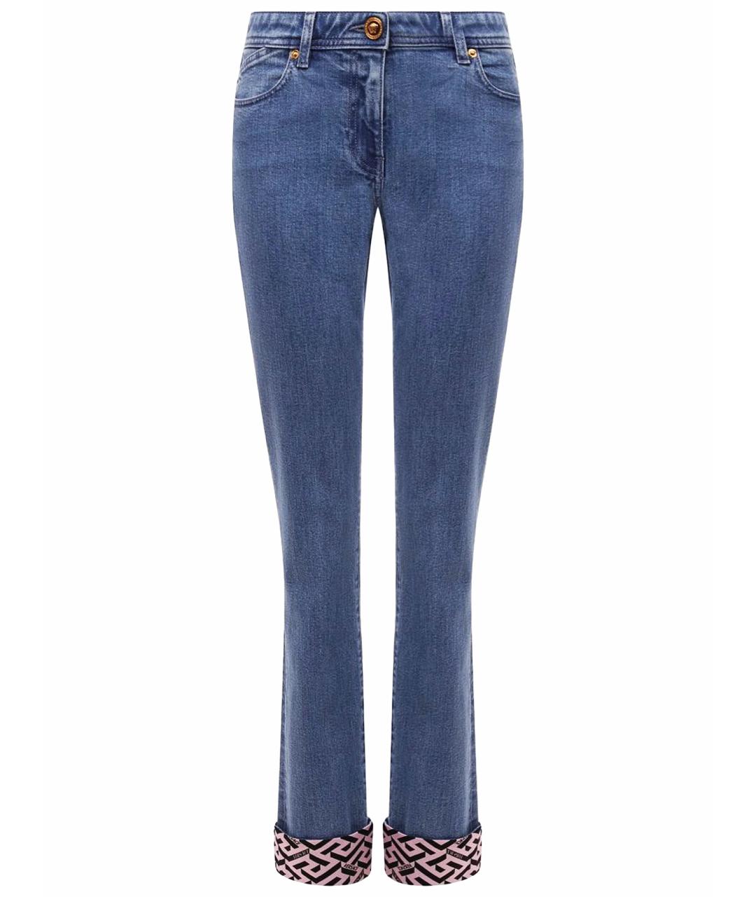 VERSACE Голубые хлопковые прямые джинсы, фото 1