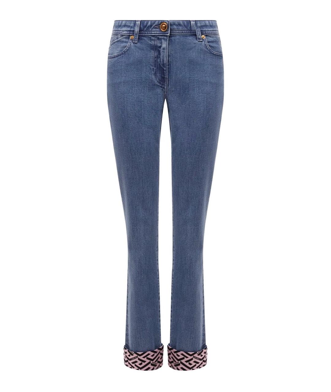 VERSACE Голубые хлопковые прямые джинсы, фото 5