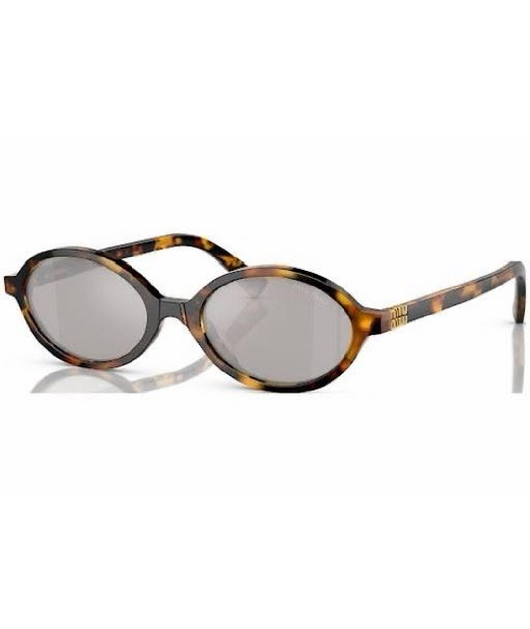 MIU MIU Коричневые пластиковые солнцезащитные очки, фото 7