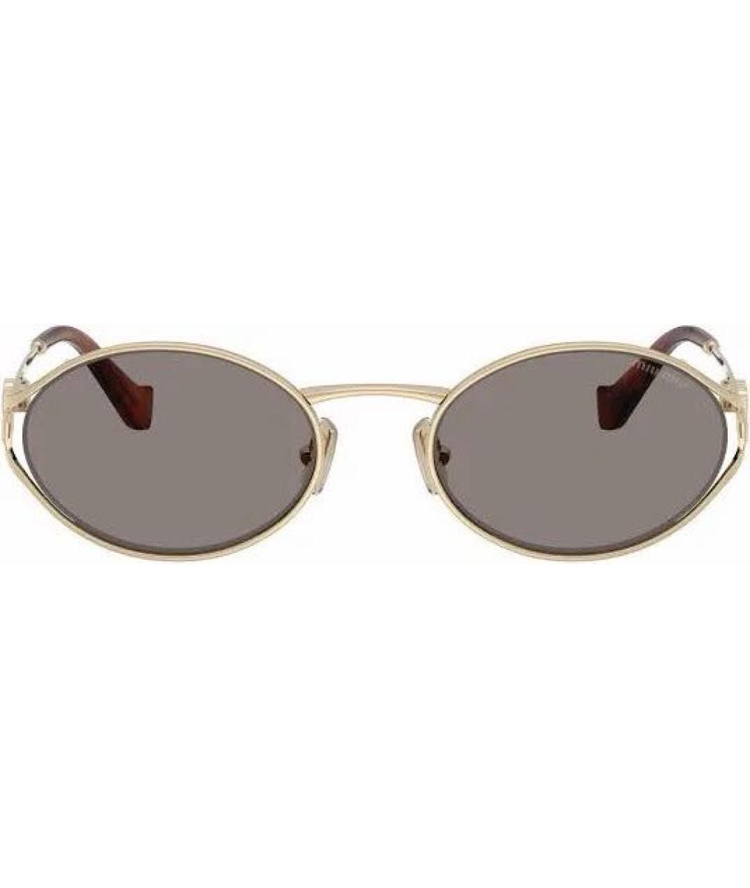 MIU MIU Золотые металлические солнцезащитные очки, фото 2