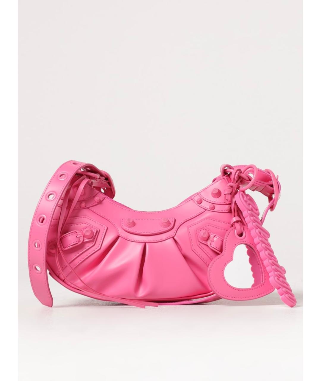 BALENCIAGA Розовая кожаная сумка с короткими ручками, фото 4