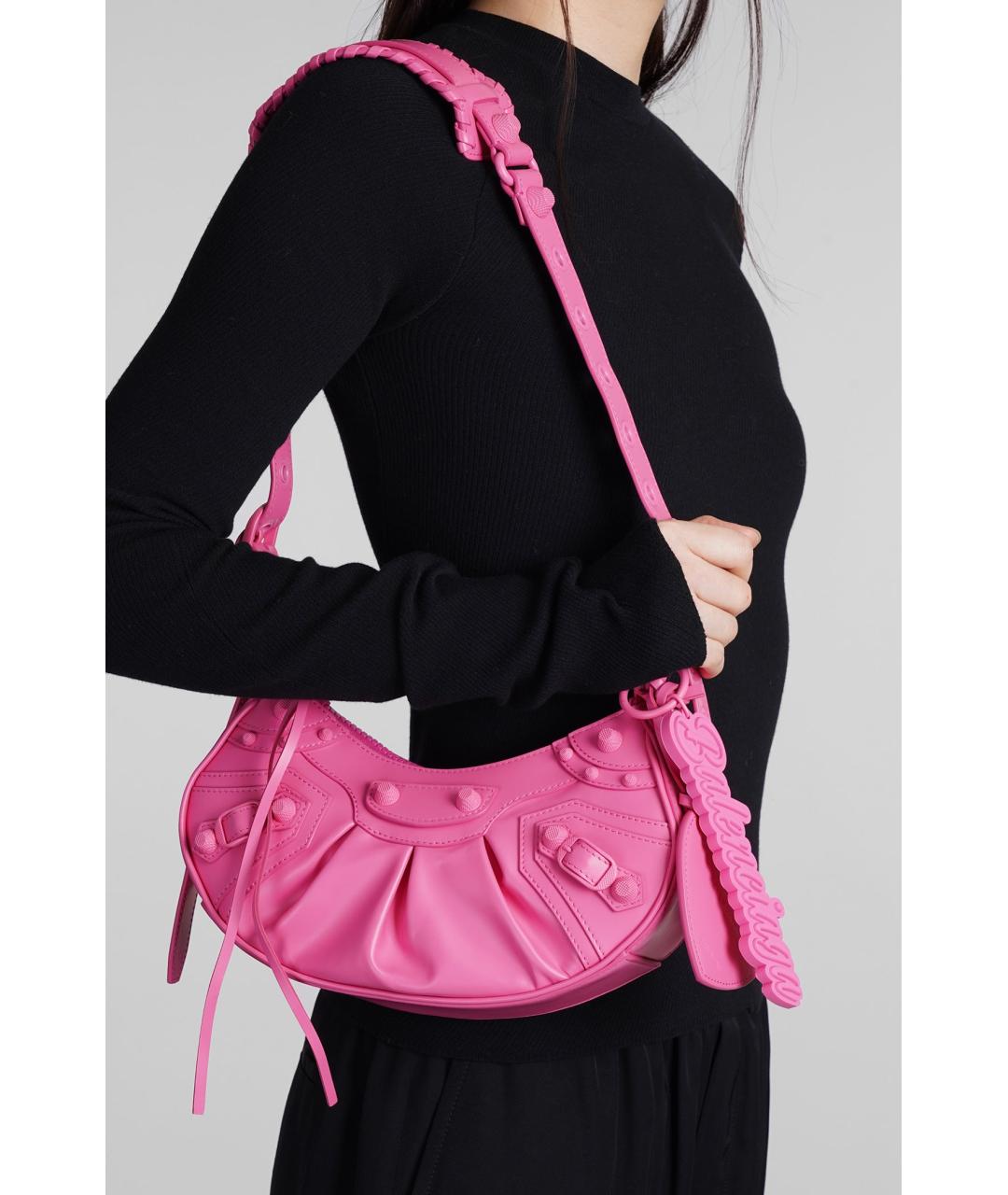 BALENCIAGA Розовая кожаная сумка с короткими ручками, фото 7